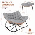 thumbnail image 2 of Pirecart Rocking Papasan Chair with Footrest, Indoor Outdoor Papasan Rocking Chair with Cushion, Oversized Wicker Rocking Chair, Gray, 2 of 10