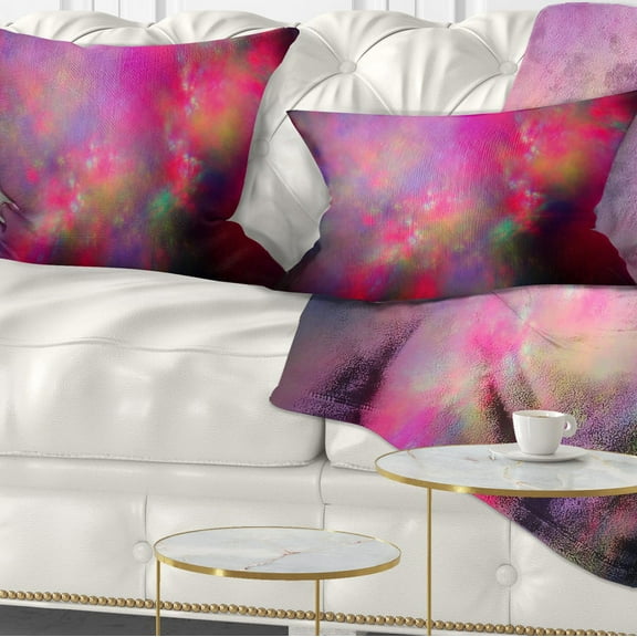 Designart Perfect Red Starry Sky - Abstract Throw Pillow - 12x20