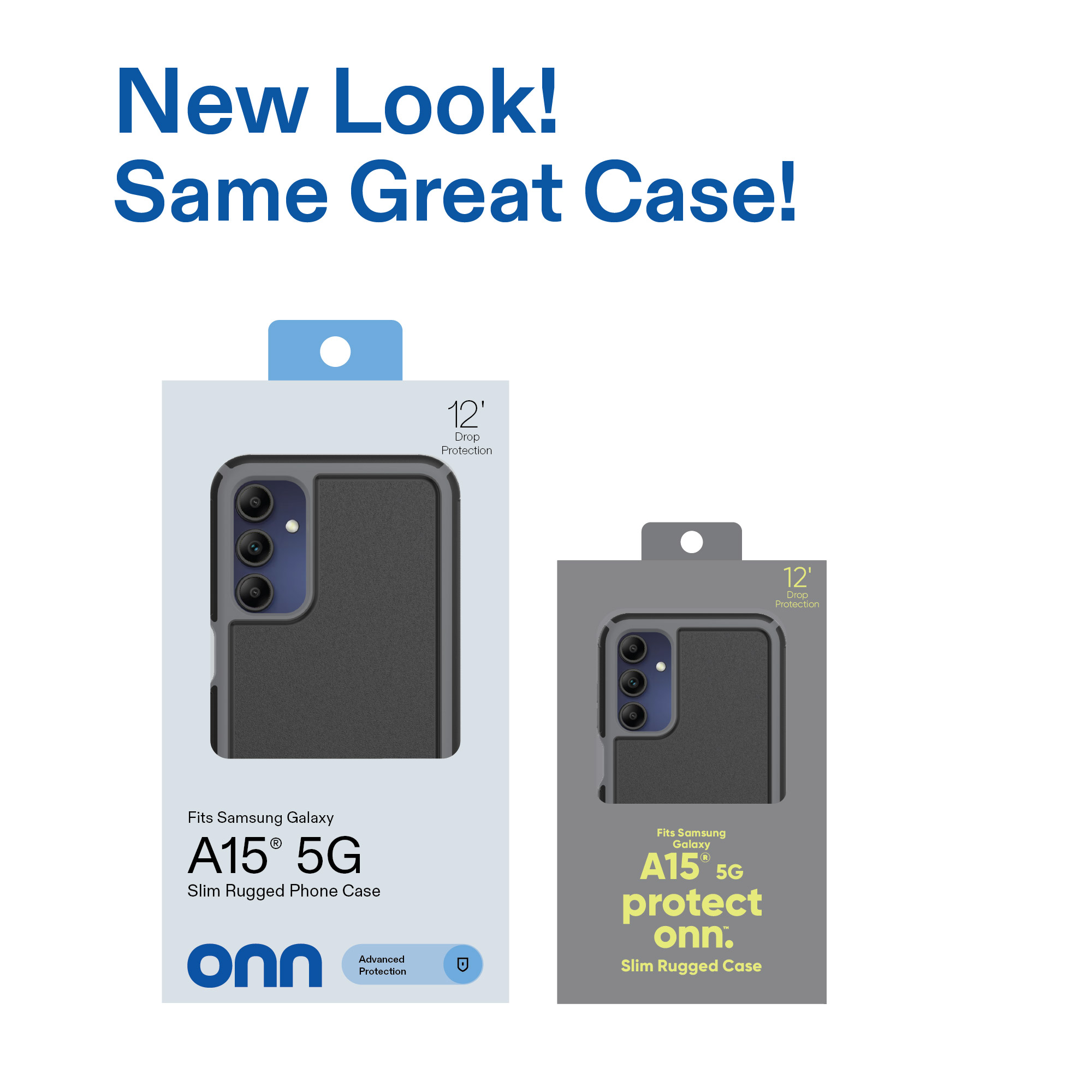 onn Slim Rugged Phone Case for Samsung Galaxy A15 5G - Black/Gray