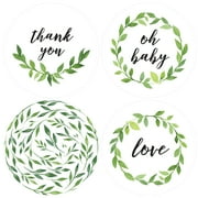 Distinctivs Spring Greenery Baby Shower Thank You Stickers, 40 Party Favor Labels