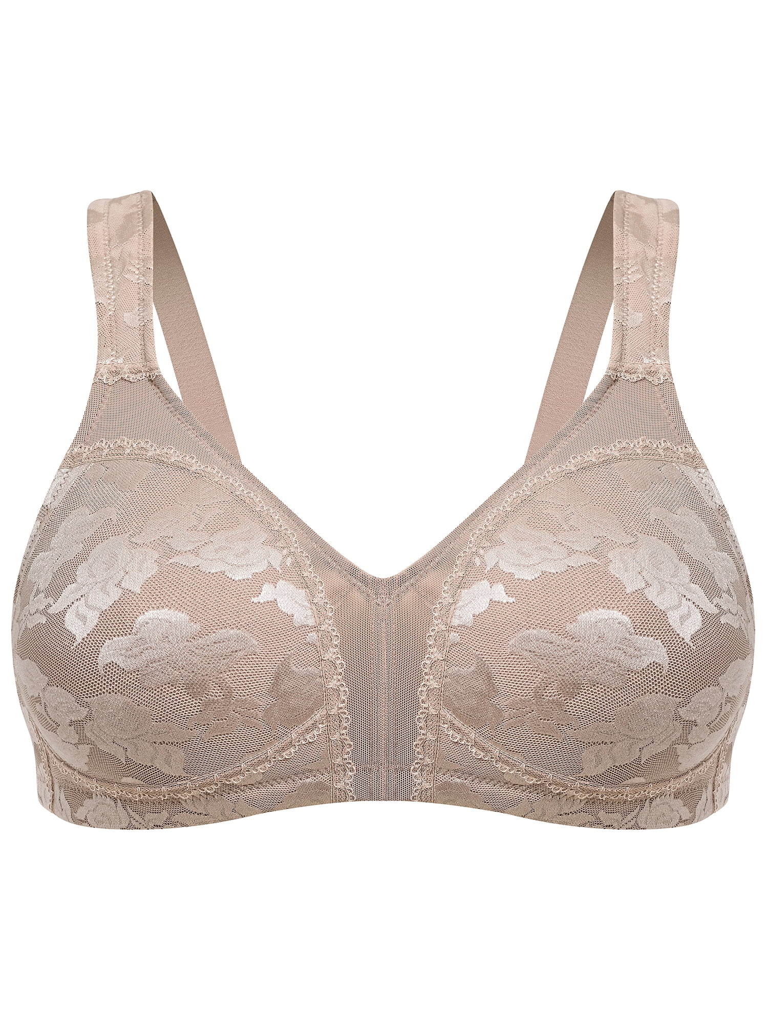 Deyllo Women Full Coverage Non Padded Bras Plus Size Minimizer Bra Wirefree Push Up Brown Bras Clothes-Size 48DD