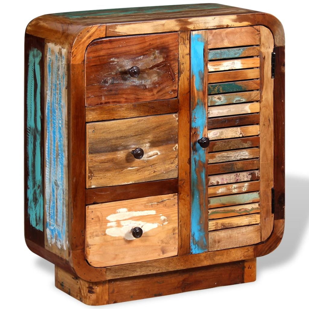 Solid Reclaimed Wood Sideboard, Antique Retro Highboard Console Cabinet