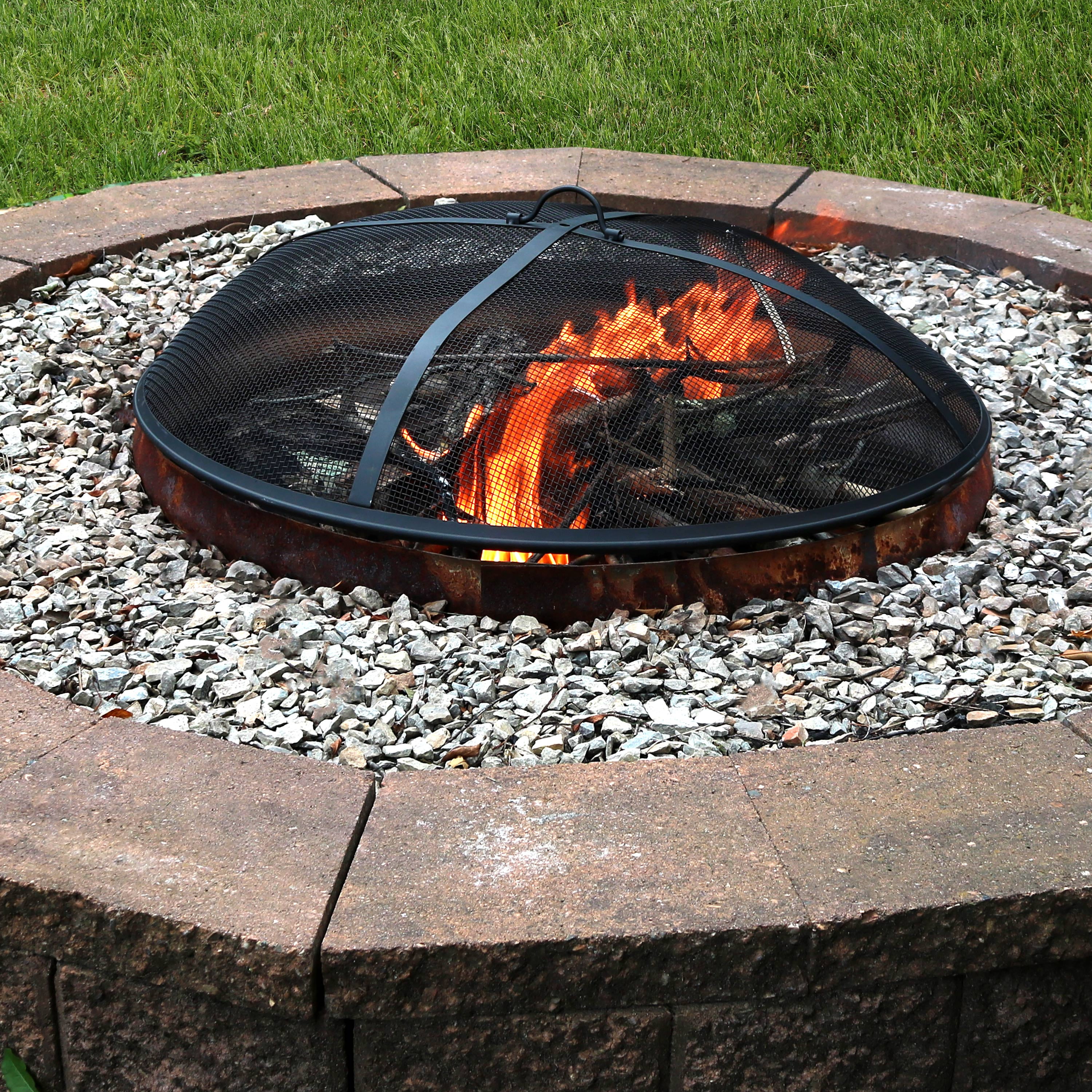 Sunnydaze Outdoor Fire Pit Spark Screen, Metal Dome Fire Pit Cover