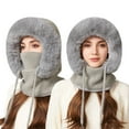 thumbnail image 2 of Vinsonshop 3 in 1 Beanie Hat with Scarf and Mask Ski Mask Winter Hats for Women Hooded Scarf for Women Winter Balaclava Hood Scarf Beanie with Face Cover Gray One Size, 2 of 6