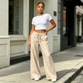 thumbnail image 6 of Wiholl Wide Leg Pants for Women Flowy Palazzo Drawstring Elastic Waist Trousers with Pockets Summer Beach Vacation Clothes, 6 of 6