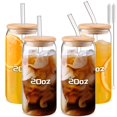 thumbnail image 1 of Juego de tazas de vidrio DWTS, 600 ml, con tapas y pajitas, 4 unidades, 1 of 7