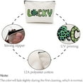 thumbnail image 4 of Lucky Makeup Bags Canvas Cosmetic Bag Multi Purpose Case Zipper Green Clover Pouches Toiletry Travel Storage Bag Purse Portable Makeup Storage Organizer for St. Patrick's Day Women 10x7Inch DIY Word, 4 of 9