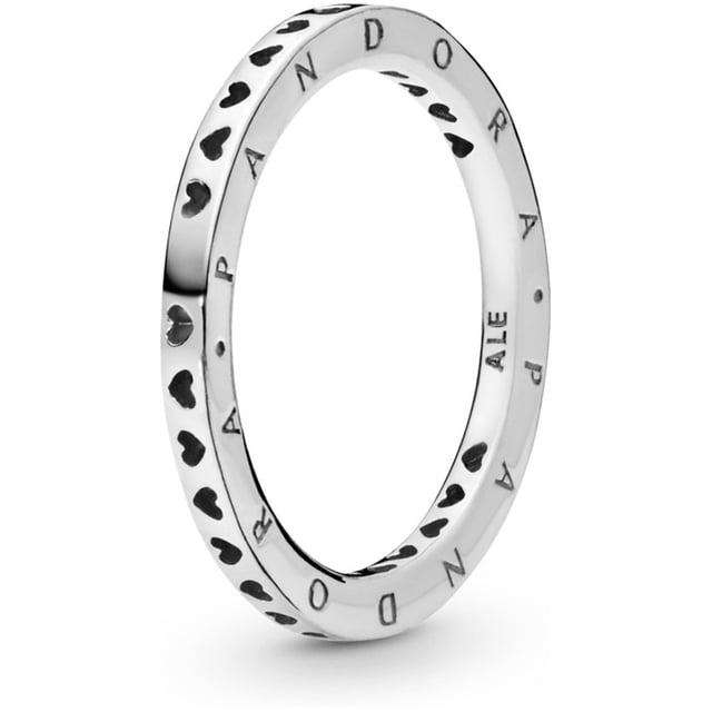 Anillo Con Corazones Y Logotipo De Pandora Original Para Mujer 197133 | Talle 54 | Joyería De Lujo Para Mujer | Ideal Para Regalo Elegante | Compatible Con Charms Pandora