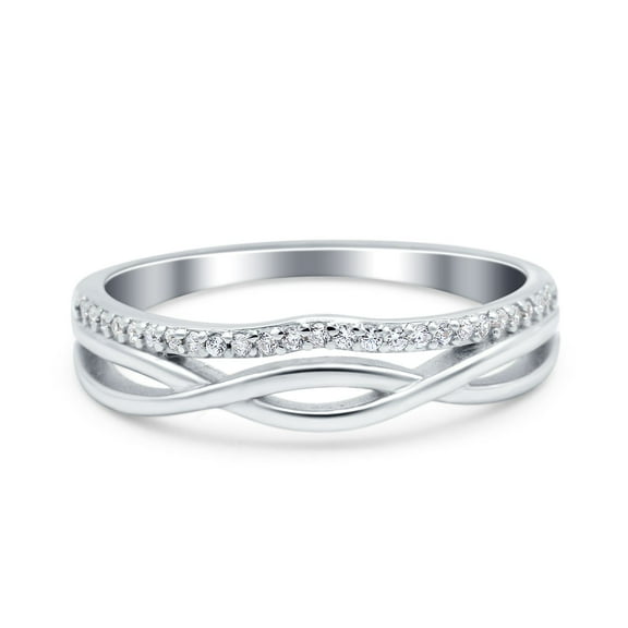 Simulated Cubic Zirconia Size-5 Infinity Shank Art Deco Engagement Wedding Half Eternity Ring 925 Sterling Silver