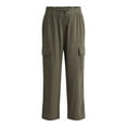 thumbnail image 5 of Time and Tru Women’s and Women’s Plus Linen Blend Cropped Cargo Pants, 27" Inseam, Sizes XS-3XL, 5 of 5