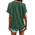 thumbnail image 6 of Liher V Neck T Shirts for Women Basic Summer Tops Loose Fit Shirts Casual Solid Tunic Blouse Top Roll Short Sleeve Shirts Tee Dark Green XL, 6 of 6