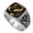 Gold, variant on Men's Scorpion Signet Ring Stainless Steel Black Face Gothic Biker Statement Ring, Side Scrollwork, Gold Silver Design, Concert Party Halloween Ring, Birthday Father's Day Gift, US Sizes 7-13
