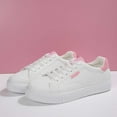 thumbnail image 6 of Women's Fashion Sneakers Flat Low-Top Lace-Up Comfortable School Casual Tennis Shoes Walking Travel Shoes Dress Sneakers(Color:White2,Size:5.5), 6 of 9
