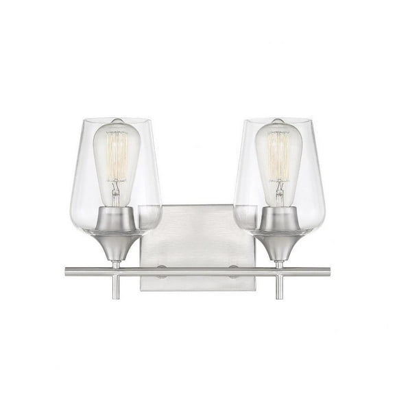 2 Light Bath Bar-Transitional Style with Contemporary and Bohemian Inspirations-9 inches Tall By 13.75 inches Wide-Satin Nickel Finish Bailey Street