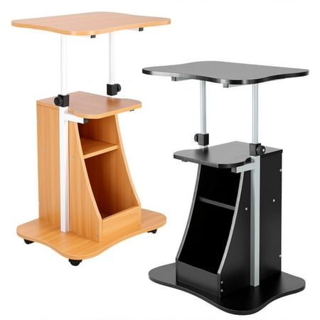 Office Desk Height Bridge Dilwe Height Adjustable Laptop Cart Standing Notebook Desk Table Storage Compartment with Wheel, Standing Computer Desk, Laptop Table ()