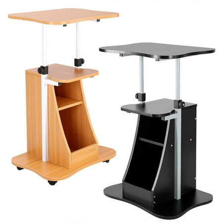 Dilwe Height Adjustable Laptop Cart Standing Notebook Desk Table Storage Compartment with Wheel, Standing Computer Desk, Laptop