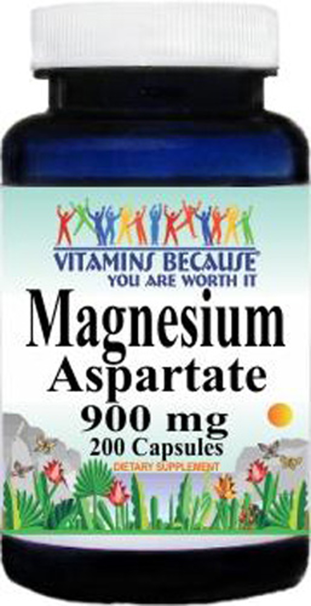 Magnesium Aspartate 900 mg Mineral Supplement 200 Capsules by Vitamins