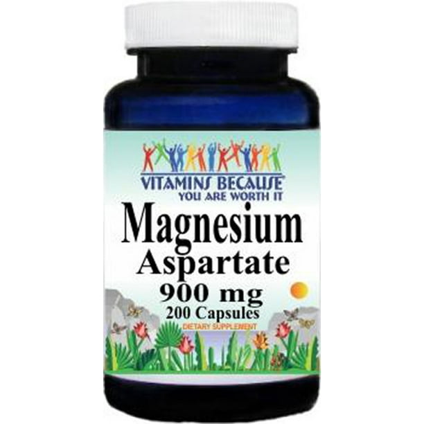 Magnesium Aspartate 900 mg Mineral Supplement 200 Capsules by Vitamins
