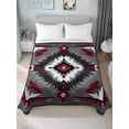 thumbnail image 2 of Twin Size Flat Sheet Only, Boho Red Grey Soft Brushed Microfiber Bed Sheets, Geometric Southwestern Retro Ethnic Hotel Quality Breathable Bedding Top Sheet, Easy Care, 66"x96", 2 of 9
