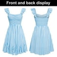 thumbnail image 4 of Vestido midi de verano con hombros descubiertos para mujer Vestidos largos de playa fluidos con volantes divididos en la cintura alta a rayas Zhivalor BST3010008-4, 4 of 6