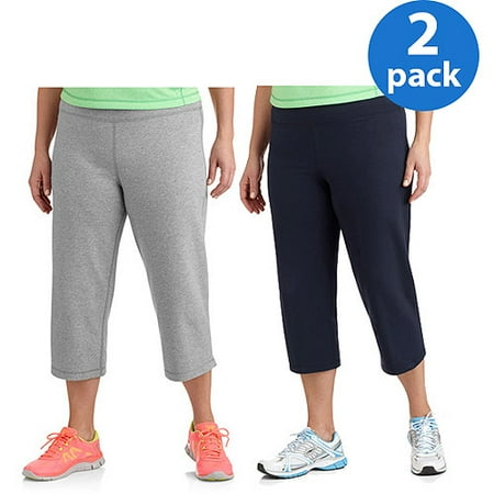 Dankskin Now Women;s Plus-Size Dri-More Capri Pants, 2-Pack Bundle