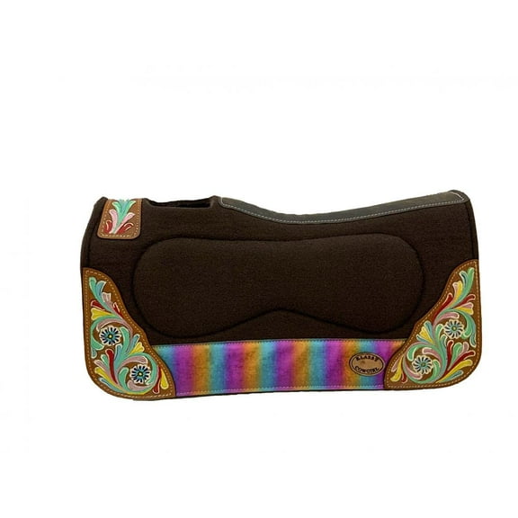 Klassy Cowgirl 28"x30" Barrel Style Felt Saddle Pad w/ Painted Floral Design