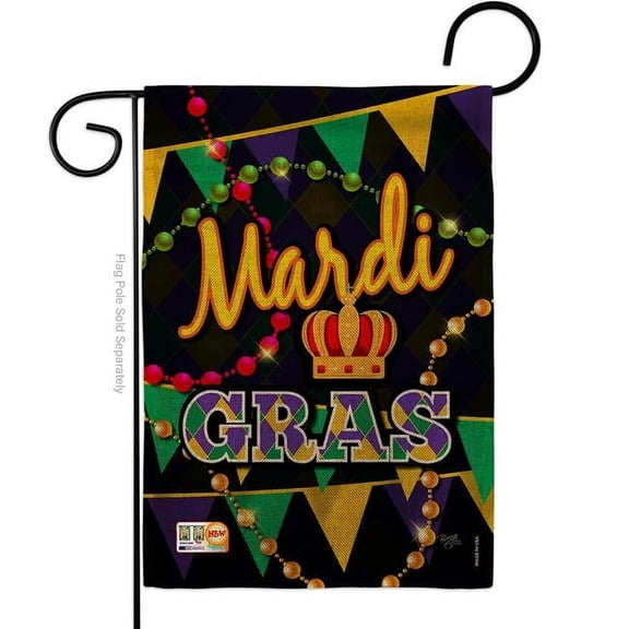13 x 18.5 in. Time To Mardi Gras Burlap Spring Impressions Decorative Vertical Double Sided Garden Flag