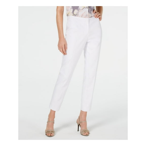 CALVIN KLEIN $89 Womens New White Straight leg Casual Pants 0 B B