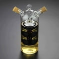 thumbnail image 2 of WINAKUI Dispensador de aceite de oliva y vinagre, botellas de vinagrera 2 en 1, vidrio doble transparente para recipiente de cocina, 2 of 5