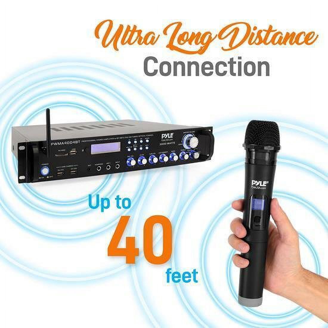 Pyle 3000W 4 Channel Bluetooth Hybrid Preamplifier System w/Microphones & Remote