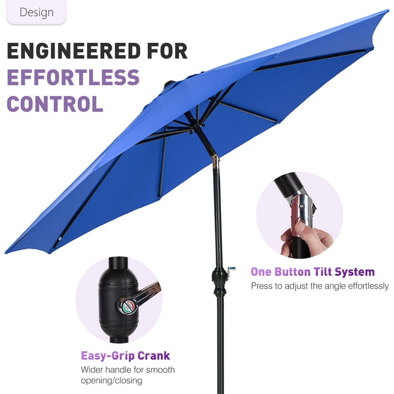 Garden & Patio Gianna 9FT Outdoor Patio Umbrella Market Table Polyester Fabric Canopy Iron Frame 8 Ribs UV Protection Waterproof