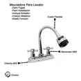 thumbnail image 5 of Mezcladora Lavabo Cuello Acero Inoxidable Cuerpo Latón Plateado Cromado, 5 of 5