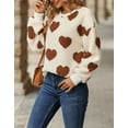 thumbnail image 4 of Sweaters for Women Valentine's Day Heart Sweater Crew Neck Pullover Fuzzy Sweaters Alsol Lamesa, 4 of 6