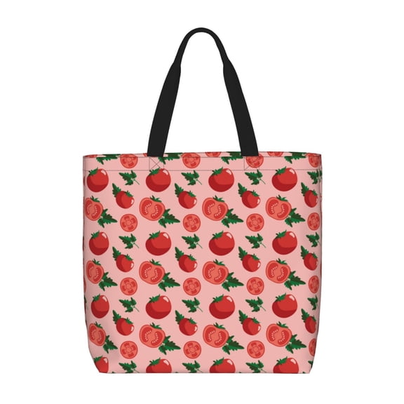 Honeii Tomatoes Print Tote Bag, Reusable Grocery Shopping Bag,Shoulder Bag with Inner Pocket
