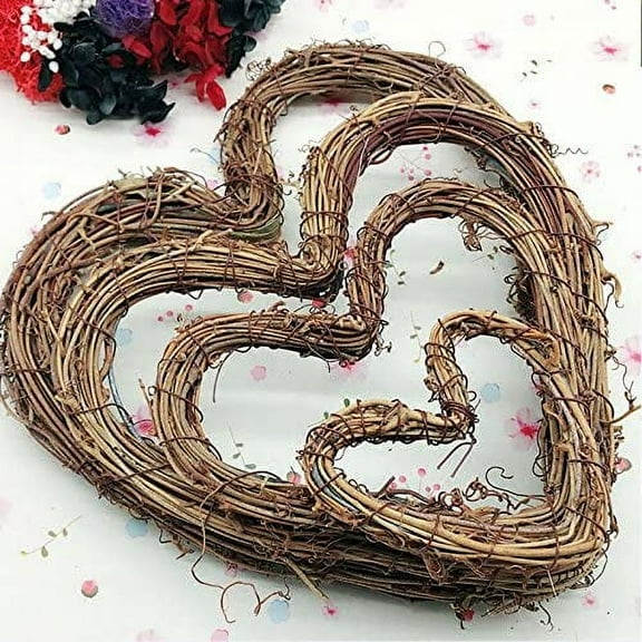 Visland Heart Shape Natural Grapevine Wreath Ring, DIY Craft Vines Base Grapevine Roll, Wreath Door Garland Home Wedding Party Decor Supplies for Christmas