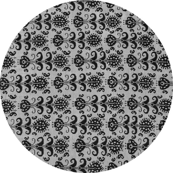 Ahgly Company Indoor Round Abstract Gray Modern Area Rugs, 8' Round