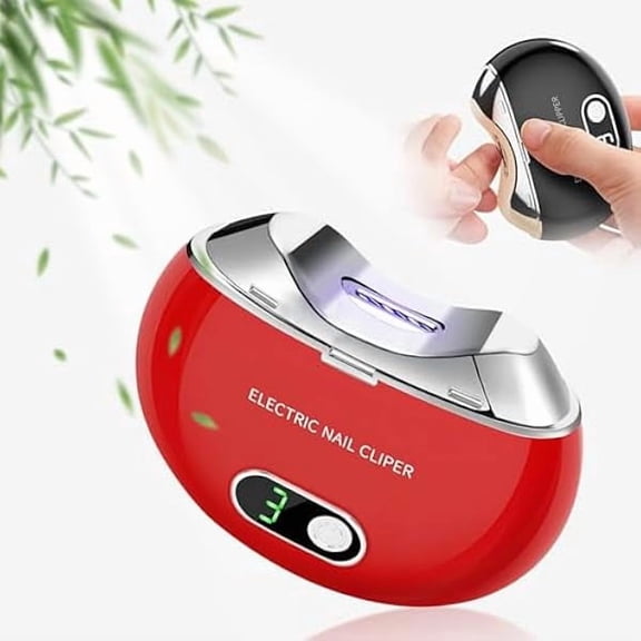 Red Electric Nail Clipper, Electric Toenail Clipper, 3-Speed Electric Nail Trimmer with LCD Digital Display, USB Rechargeable Safety Electric Nail Clippers for Kids, Adults, Elderly