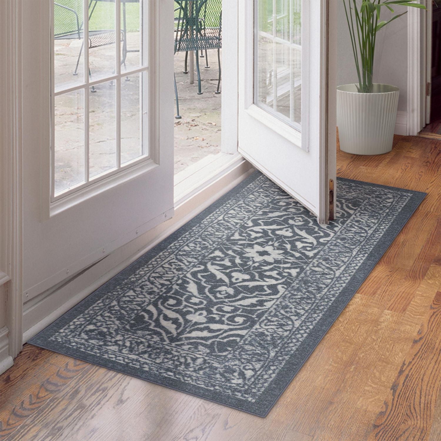 2'x5' Bethley Denim Printed Floor Mat, 2x5 Door Mat