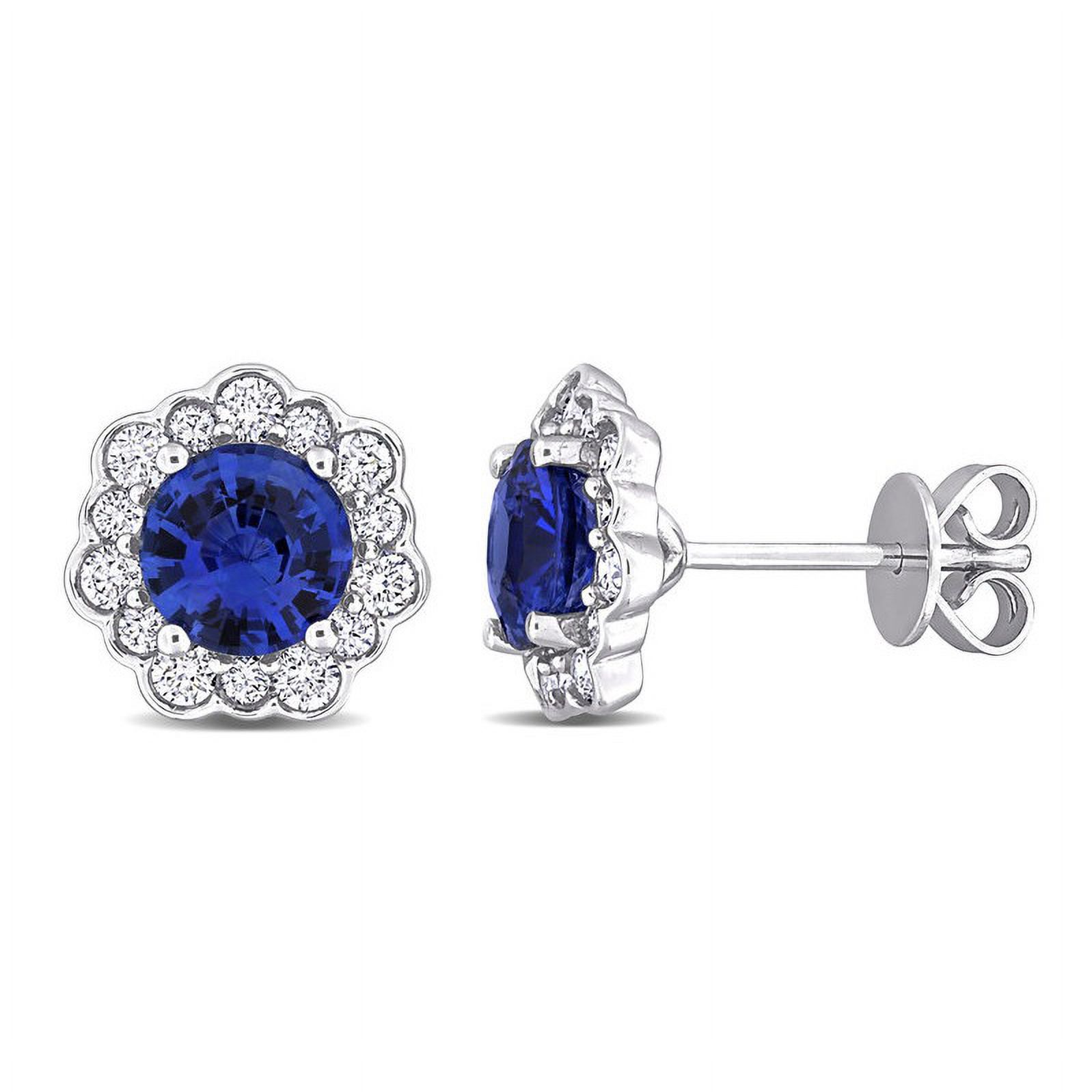 Boucles D’oreilles Or 18 Carats – Saphirs & Diamants – 9,86 G – Style Dormeuses – Occasion