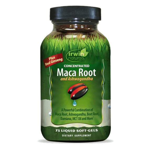 Irwin Naturals Maca Root & Ashwagandha Liquid Soft-Gels, 75 Count