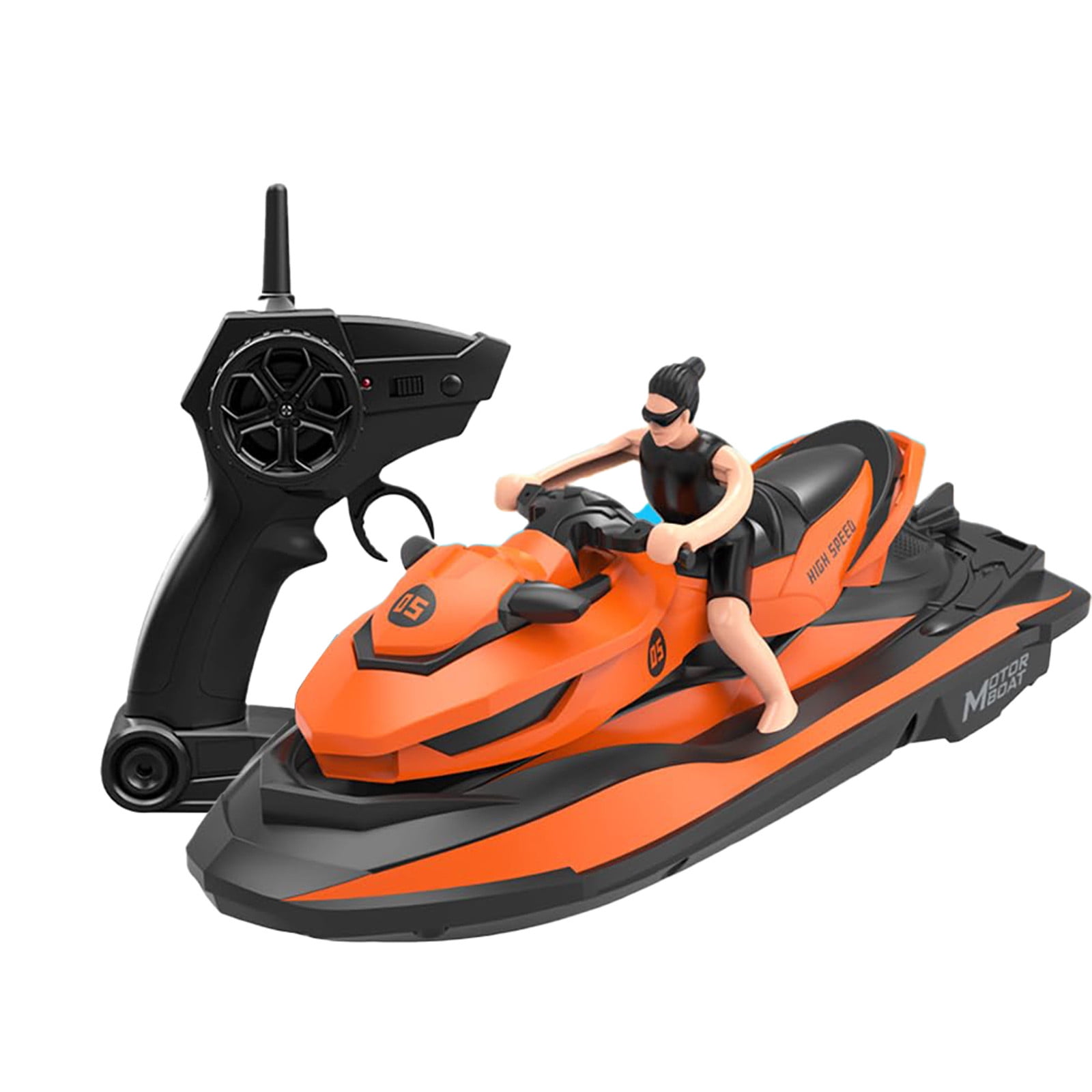 Miracland 2.4GHz Remote Control Jet Ski, High Speed RC Motorboat Water Toy with Dual Propellers, 2 Speed Levels, 50 Meters Control Range (Orange)