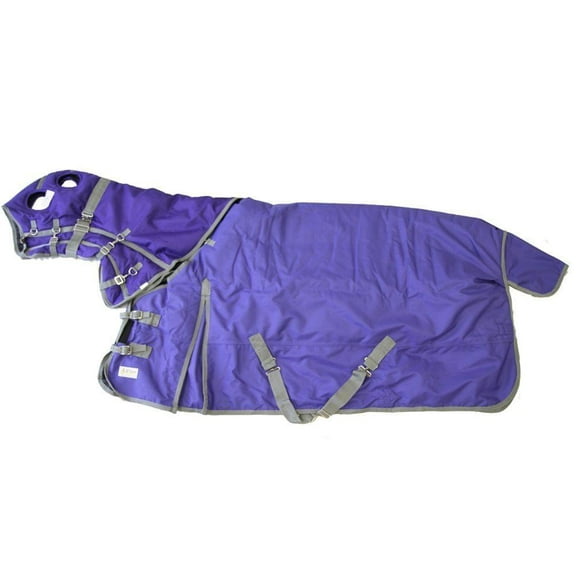 AJ Tack 1200D Waterproof Turnout Horse Blanket with Hood - Purple 78" Medium