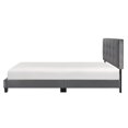 thumbnail image 4 of Pemberly Row Modern Wood Frame Velvet Queen Platform Bed in Dark gray, 4 of 9