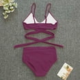 thumbnail image 4 of Sakmal Bikini Sets for Women Purple Two Piece Twist Front High Waisted Bathing Suits Triangle Push Up Swimsuit Sets, 4 of 6
