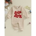 thumbnail image 3 of Newborn Baby Christmas Long Sleeve Rompers 3M 6M 12M 18M Newborn Casual Fuzzy Letter Round Neck Bodysuit Infant Loose Fit Jumpsuits, 3 of 9