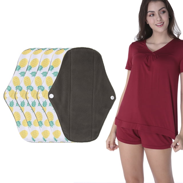 Serviettes Hygiéniques Réutilisables, Serviette Hygiénique Lavable pour Femmes Forte Absorption d'Eau, Design à Bouton-Pression, Taille Env. 18 X 25cm, Adaptée aux Femmes Menstruées, en Bambou Carbone Doux