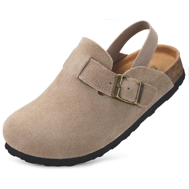 Sandalias antideslizantes de piel de gamuza para niños pequeños de Clogs ZUSERIS