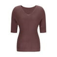 thumbnail image 4 of Mgmyaa Womens Sweatshirts V Neck 3/4 Sleeve Shirts Loose Casual Comfy Fall Fashion Knit Sweaters S-5XL, 4 of 5