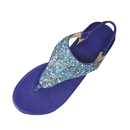 

WNVMWI Sandals Women Shoes for Women Summer Fashion Sandals for Women Blue Shoes Slippers Flip Flops Sequin Flat Sandals for Women Spring Summer Fashion Buckle Sandals for Women Dressy Casual Size 40