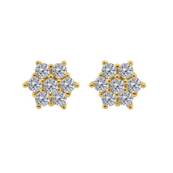 0.35 Carat Round Diamond Star Shaped Stud Earrings for Women In 14K Yellow Gold Plated Over 925 Sterling Silver With Secure Backs